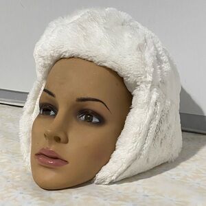 Women's White Faux Fur Winter Trapper Hat